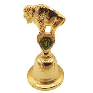 Dinner Bell Oklahoma The Sooner State Gold Buffalo Vintage 3.25 Inch Souvenir